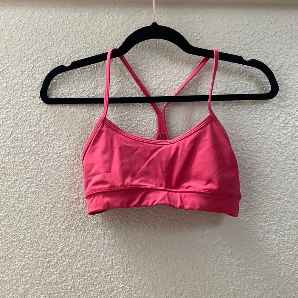 Pink Lululemon Flow Y sports Bra
